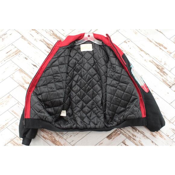 VTG Bomber Jacket by Price Men S Red Black  Southwestern Embroidered Cow Skull - Picture 7 of 14